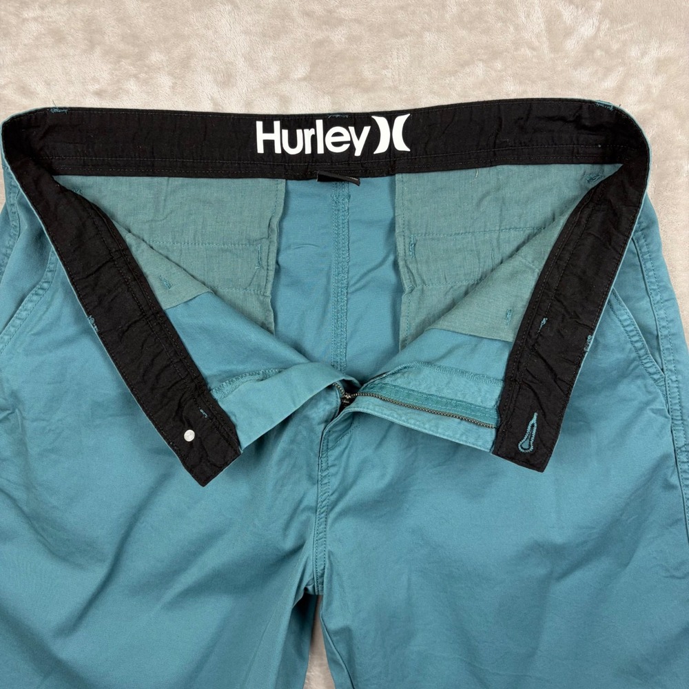Hurley Chino Shorts Mens 38 Teal Blue Twill Cotton Blend Summer Casual Coastal - Picture 11 of 13